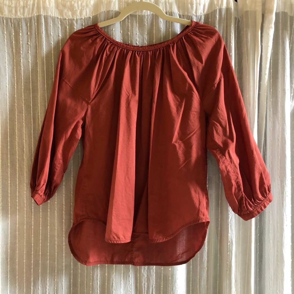 Everlane Ruched Air Blouse in Burnt Sienna